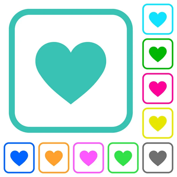 Heart card symbol vivid colored flat icons — Stock Vector