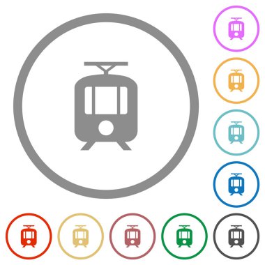 Anahatları ile tramvay düz simgeleri