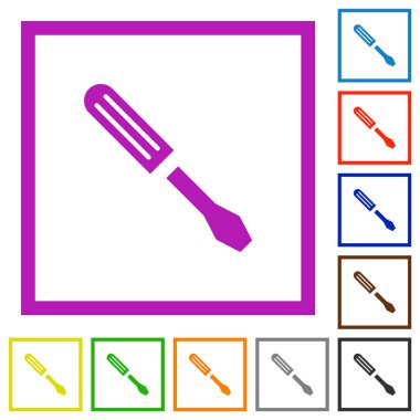 Tek tornavida düz çerçeve simgeleri