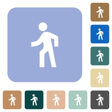 Düz kare simgelerin solunda yürüyen adam