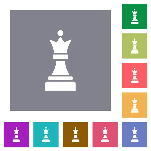 Preto xadrez rainha quadrado ícones planos —  Vetores de Stock