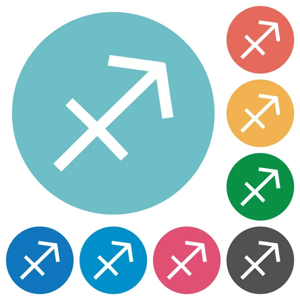 Symbol zodiaku Strzelec płaskie okrągłe ikony — Wektor stockowy