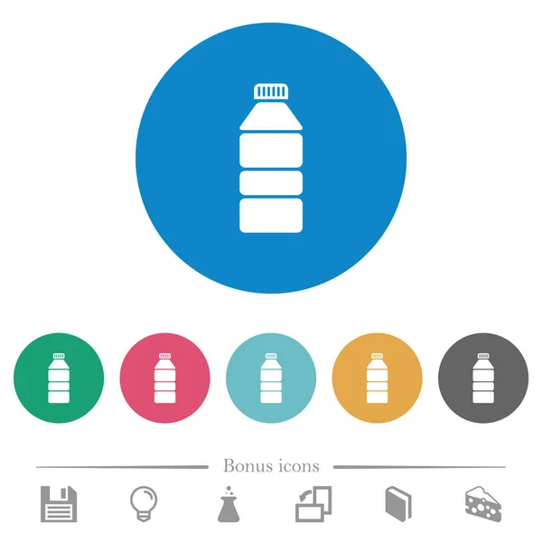Wasserflasche flache runde Symbole — Stockvektor