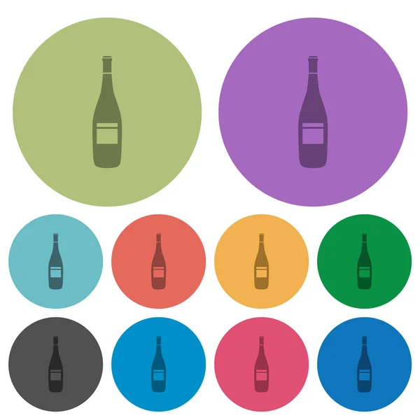 Vinflaska med etikett färg mörkare platta ikoner — Stock vektor