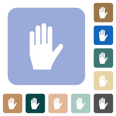 Sol el yuvarlak kare düz simgeler