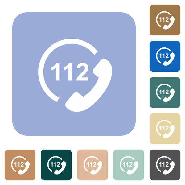 Llamada de emergencia 112 iconos cuadrados redondeados — Archivo Imágenes Vectoriales