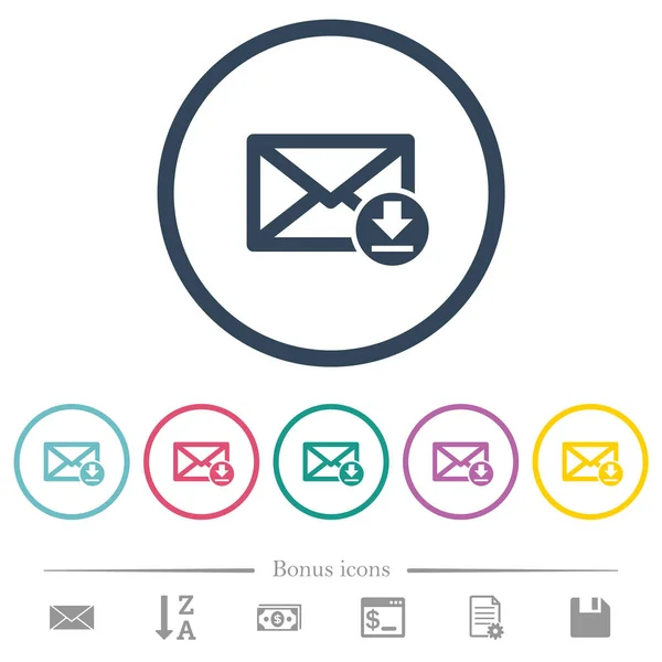 Recibir correo iconos de color plano en contornos redondos — Vector de stock