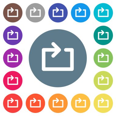 Yuvarlak renk arkaplanındaki ortam döngüsü düz beyaz simgeleri