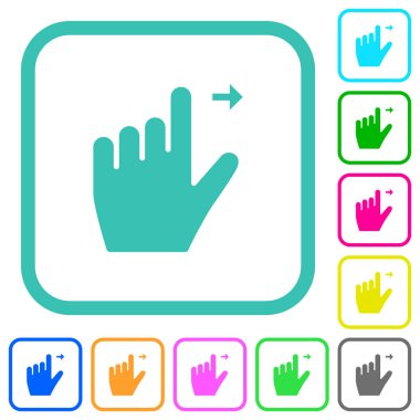 Sol el, sağ hareketi canlı renkli düz simgeler