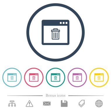 Uygulama silmek yuvarlak özetliyor düz renk simgeleri