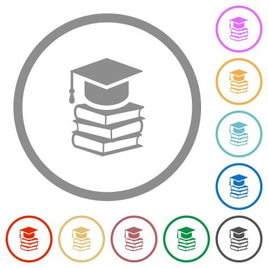 Anahatları ile kitap düz simgeleri ile Mezuniyet kapağı