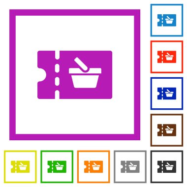Süpermarket indirim kuponu düz çerçeveli simgeler