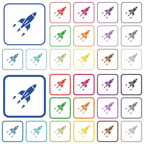Rakete skizziert flache Farbsymbole — Stockvektor