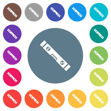 Yuvarlak renkli arkaplanda ruh düzeyinde düz beyaz simgeler