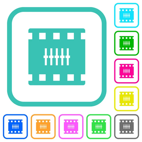 Film controle levendige gekleurde platte pictogrammen — Stockvector