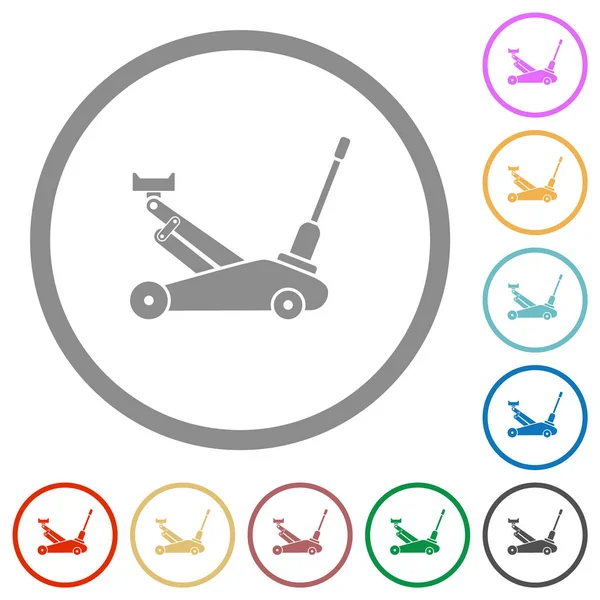 Car jack flat icons with outlines — 스톡 벡터