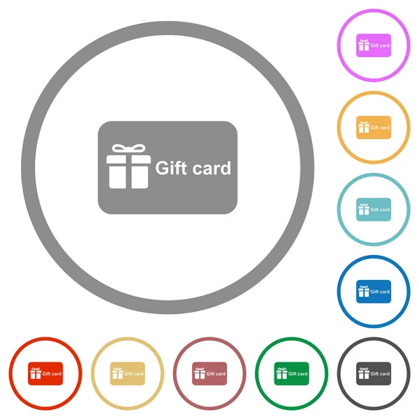 Gift card with text flat icons with outlines — 스톡 벡터