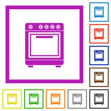 Fırın düz çerçeve simgeleri