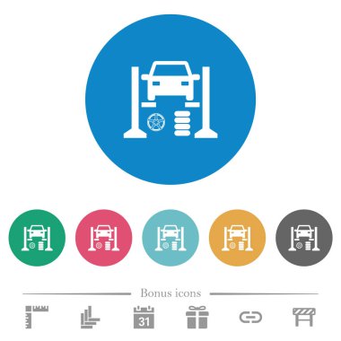 Lastik tamirhanesi düz yuvarlak simgeler