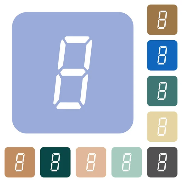 Numérique numéro huit de sept type de segment arrondi carrés icônes plates — Image vectorielle