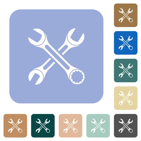 Two wrenches rounded square flat icons — Stok Vektör