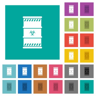 Biyolojik atık kare düz çok renkli simgeler