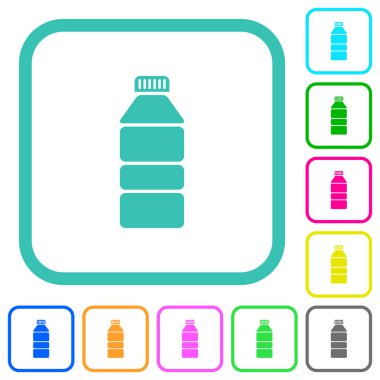 Su şişesi canlı renkli düz simgeler