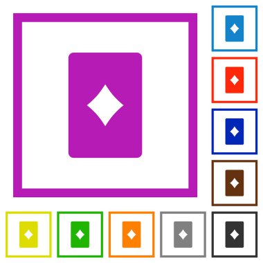 Elmas kart sembolü düz çerçeve simgeleri