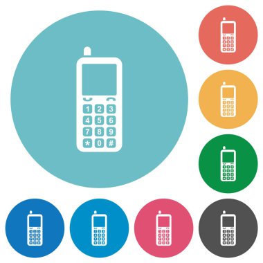 Retro mobile phone flat round icons