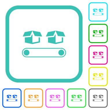 Conveyor with boxes vivid colored flat icons