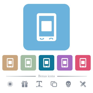 Mobil ortam, renkli yuvarlak kare arkaplan üzerindeki düz simgeleri durdurur