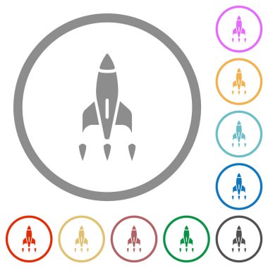 Anahatları ile Roket düz simgeleri