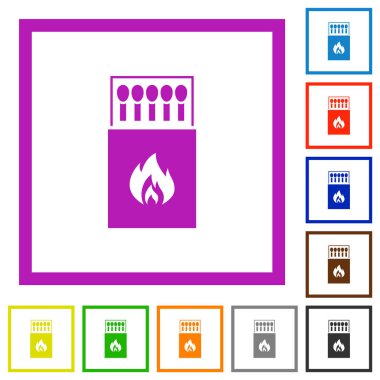 Kibrit kutusu düz çerçeveli simgeler