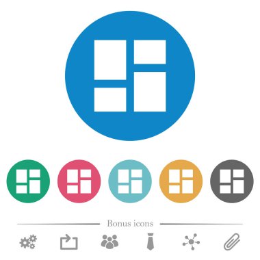 Yönetim paneli yuvarlak renkli arka planlarda düz beyaz simgeler oluşturur. 6 bonus simgesi dahil.