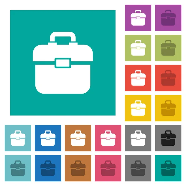 Caja Herramientas Iconos Planos Multicolores Sobre Fondos Cuadrados Llanos Incluidas — Vector de stock