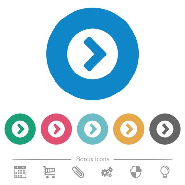 Yuvarlak renkli arka planda düz beyaz simgeler. 6 bonus simgesi dahil.