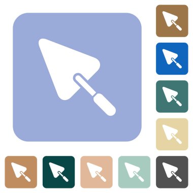 Renkli yuvarlak kare arkaplan üzerine beyaz düz simgeler