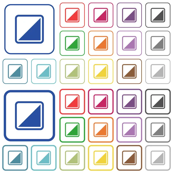 Iconos Planos Color Objeto Invertido Marcos Cuadrados Redondeados Versiones Finas — Vector de stock