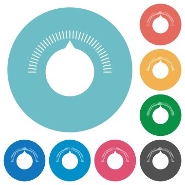 Yuvarlak basit birim denetim düz beyaz simgeler üzerinde renkli arka planlar