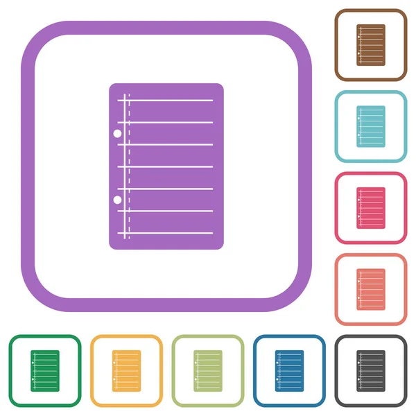 Scratch Pad Simple Icons Color Rounded Square Frames White Background — Stock Vector