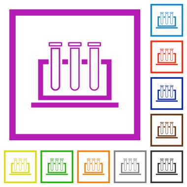 Beyaz arkaplanda kare çerçeveli düz renk simgeleri