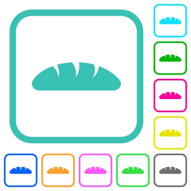 Beyaz arka plan üzerinde eğri sınırları ekmek canlı renkli düz simgeler