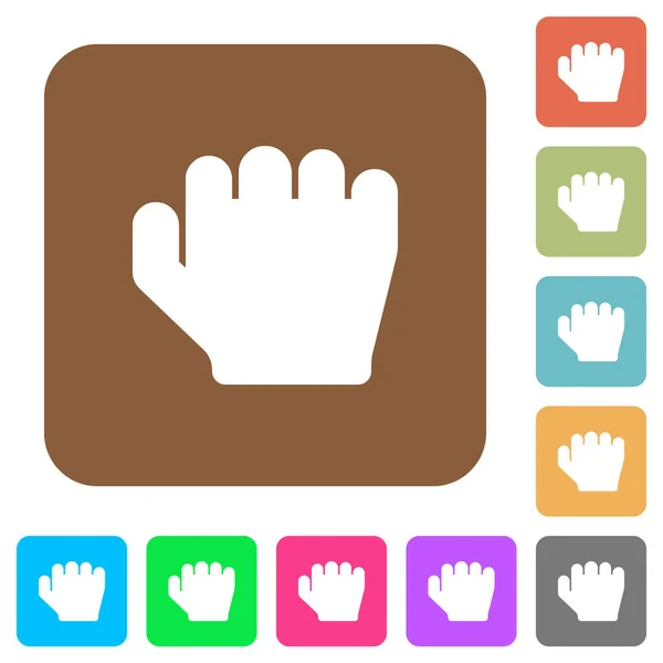 Right Handed Grab Gesture Flat Icons Rounded Square Vivid Color — Stock Vector