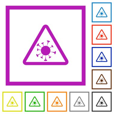 Beyaz arkaplanda kare çerçeveler halinde düz renk simgeleri