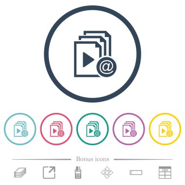 E- posta düz renk simgeleri vasıtasıyla yuvarlak hatlarda çalma listesi gönder. 6 bonus simgesi dahil.
