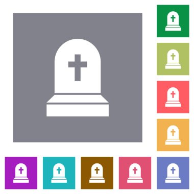 Basit renk kare arkaplanlarında çapraz düz simgelere sahip mezar taşı