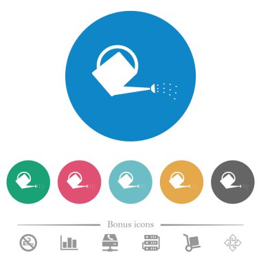 Sulama, yuvarlak renkli arka planda düz beyaz simgeler oluşturabilir. 6 bonus simgesi dahil.