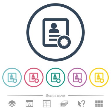 Yuvarlak çizgilerde sertifikalı düz renk simgeleri. 6 bonus simgesi dahil.