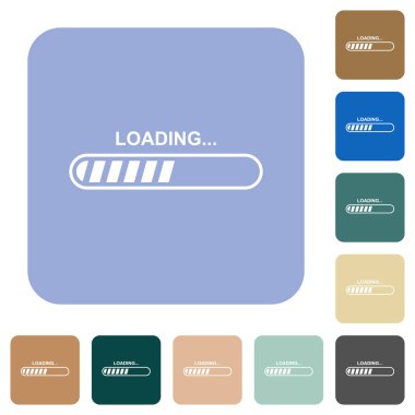 Renkli yuvarlak kare arkaplan üzerine beyaz düz simgeler yükleniyor