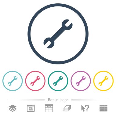 Yuvarlak çizgilerde tek anahtarlı düz renk simgeleri. 6 bonus simgesi dahil.